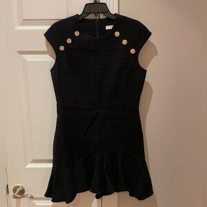 Sandro ruffle hem mini dress with gold buttons size FR 42